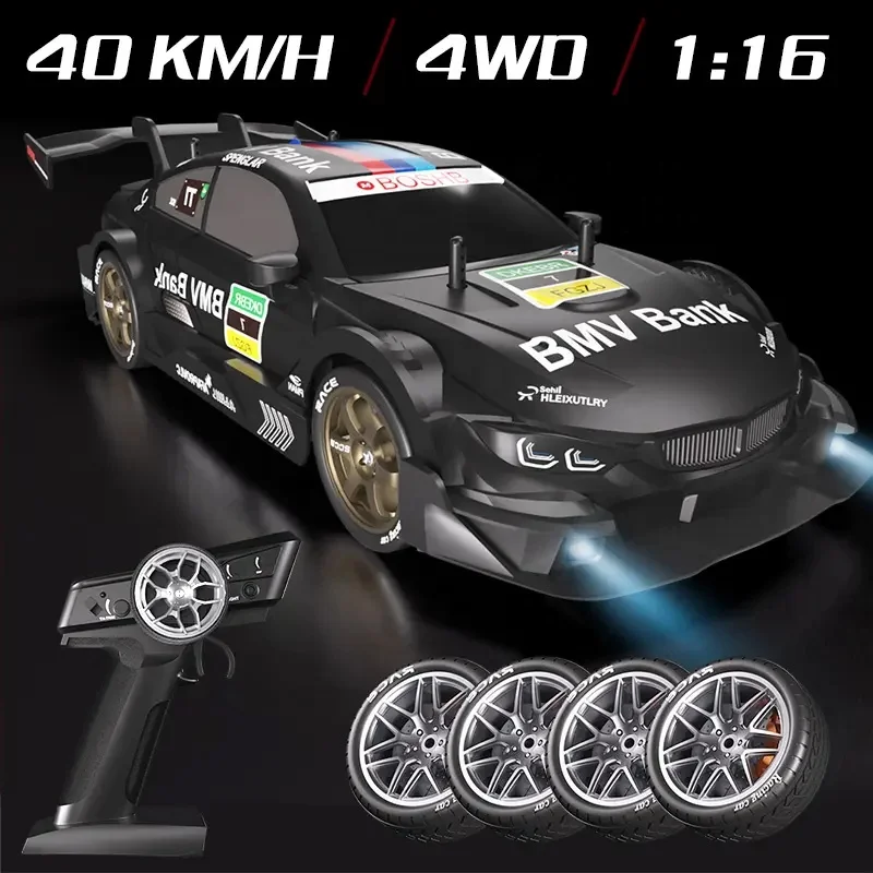 High Speed Drift RC Car GTR 1:16 Scale RTR 30 km/h 4WD W/ LED Lights and 2.4GHz Full Proportional Remote for Racing and Drifting