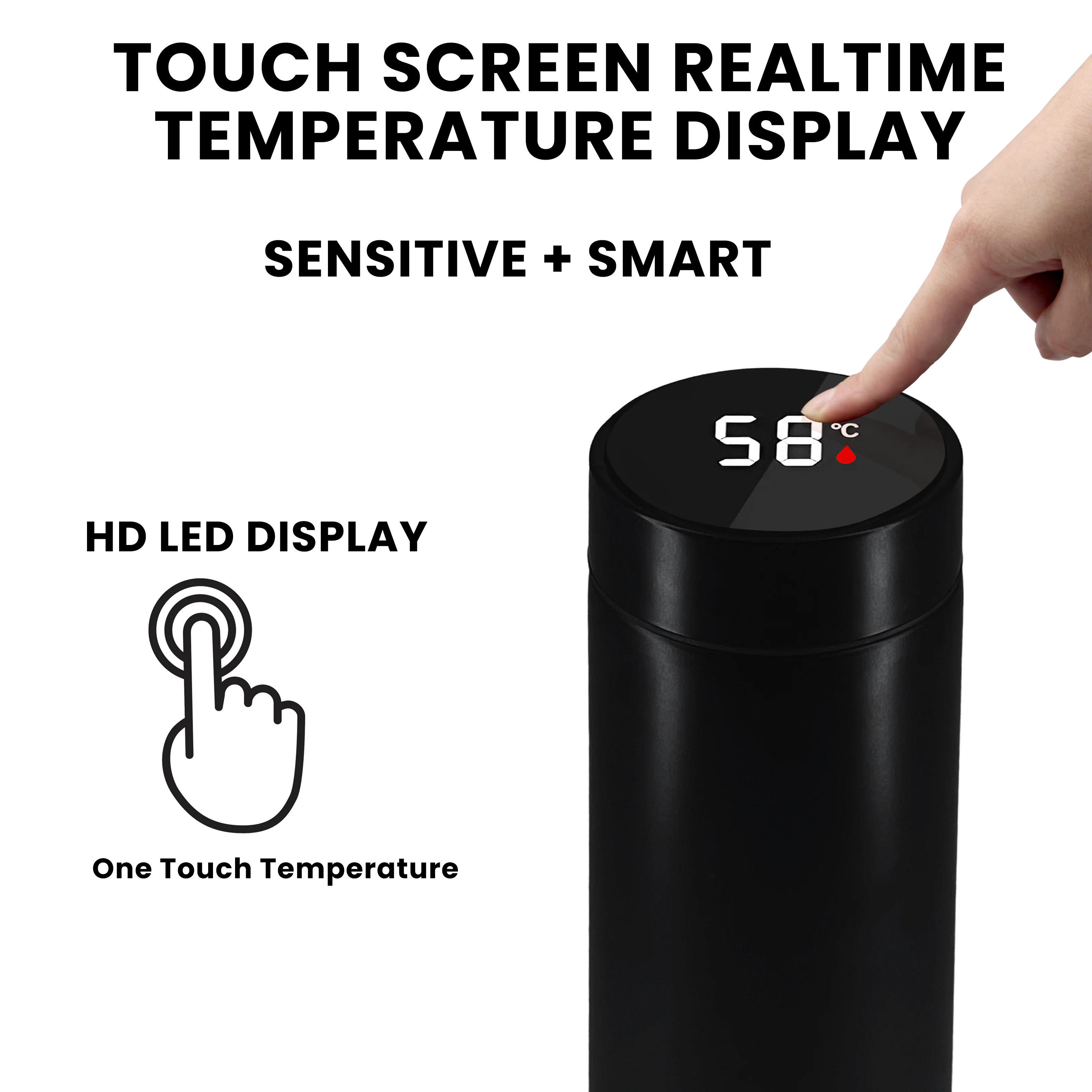 Wholesale Gifts New Colors Vacuum Flask 500ml Stainless Steel Custom Smart Water Bottle with Temperature Display Led Screen