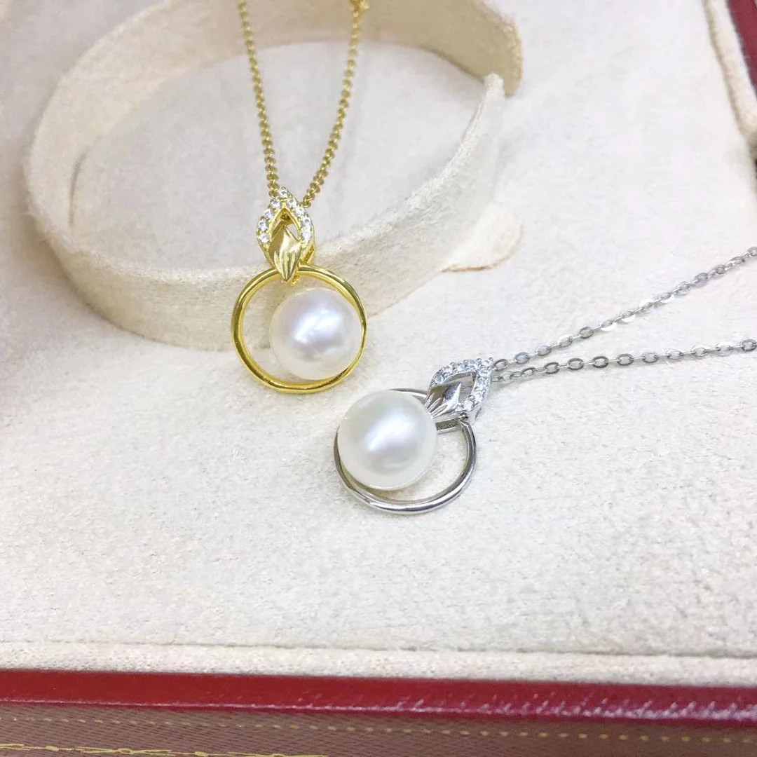 Pearl Necklace,925 Sterling Silver Moving Fresh Water Pearl Drop Pendant Necklace With 3a Cubic Zirconia