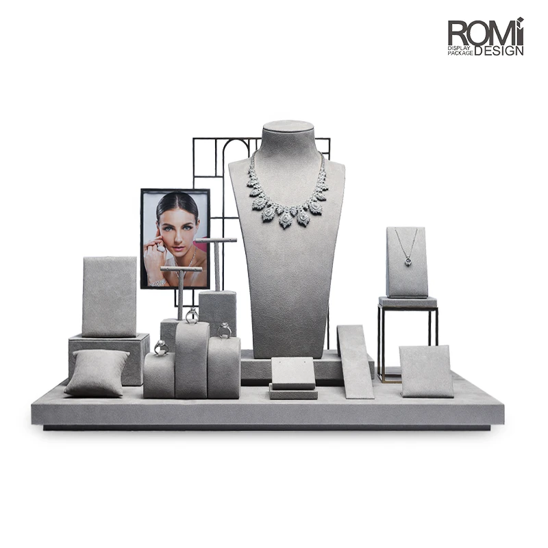 Серый ювелирный дисплей упаковка металлические ювелирные изделия набор для шкафов окон