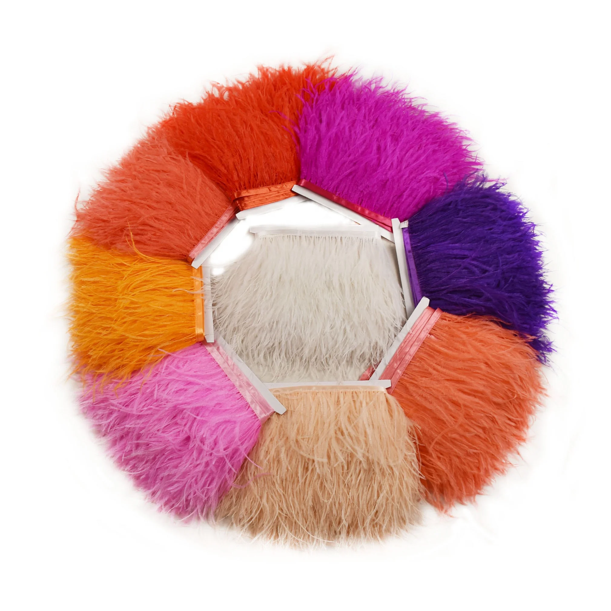 Cheap sale beautiful Champagne Ostrich Feather Fringe Trim for dress