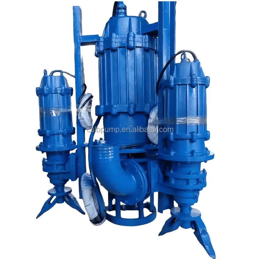 Sludge sewage sand suction pump, high flow vertical submersible slurry pump with agitator