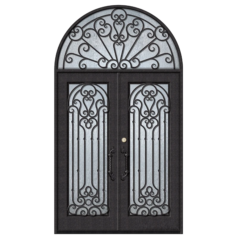 6FT / 8 FT Luxury Exterior Main Double Security Door Wrought Iron Front Entry Door