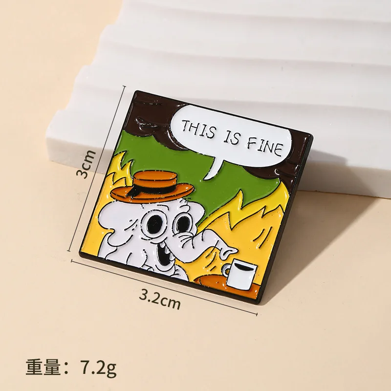 Wowei Unique Anime Cartoon Creative Love the Earth Letter This Is Fine Dog Metal Enamel Pin For Gift
