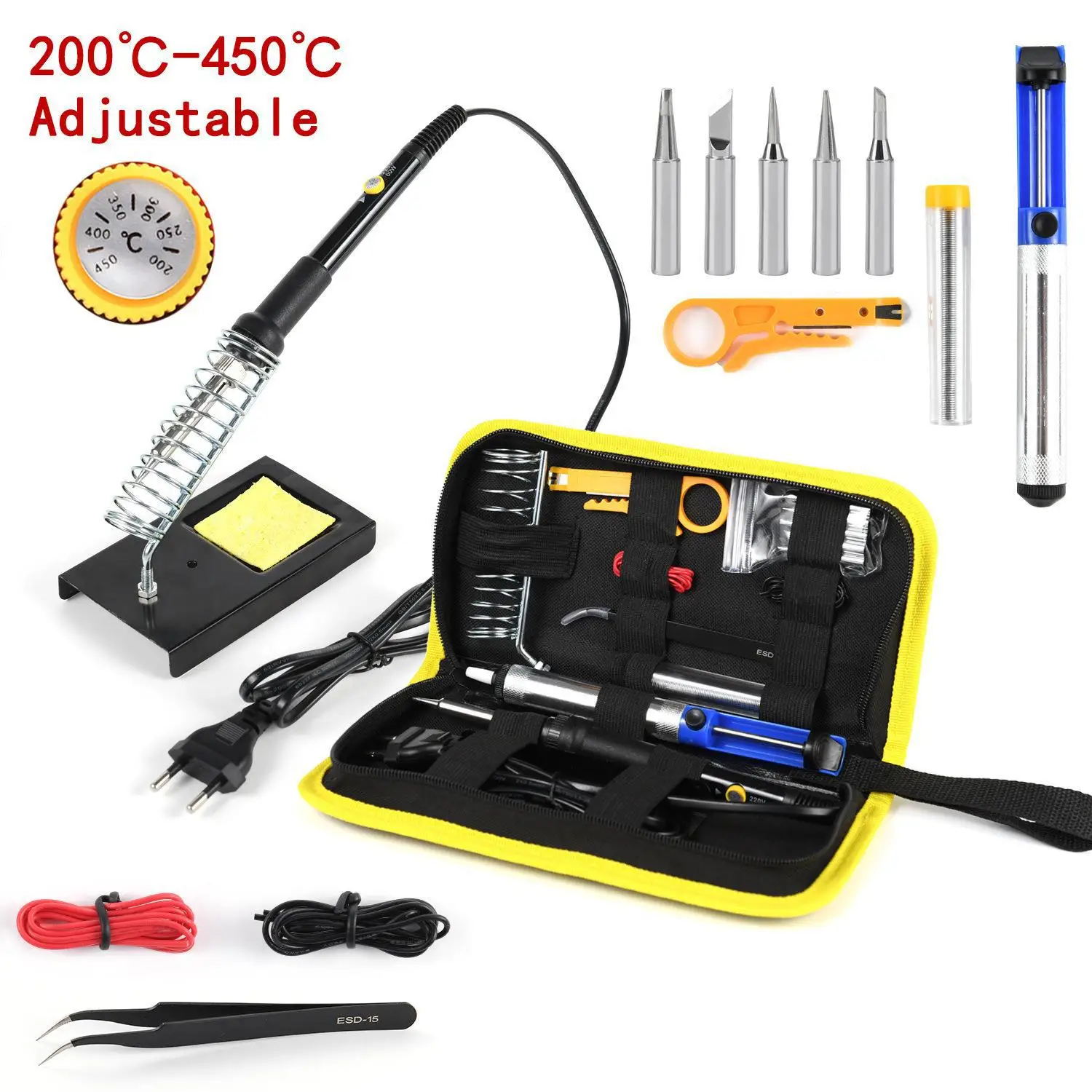 80W Electric Soldering Iron Adjustable Temperature LCD Digital Display 110V 220V Welding Solder Iron Tips Repair Rework Tool Kit