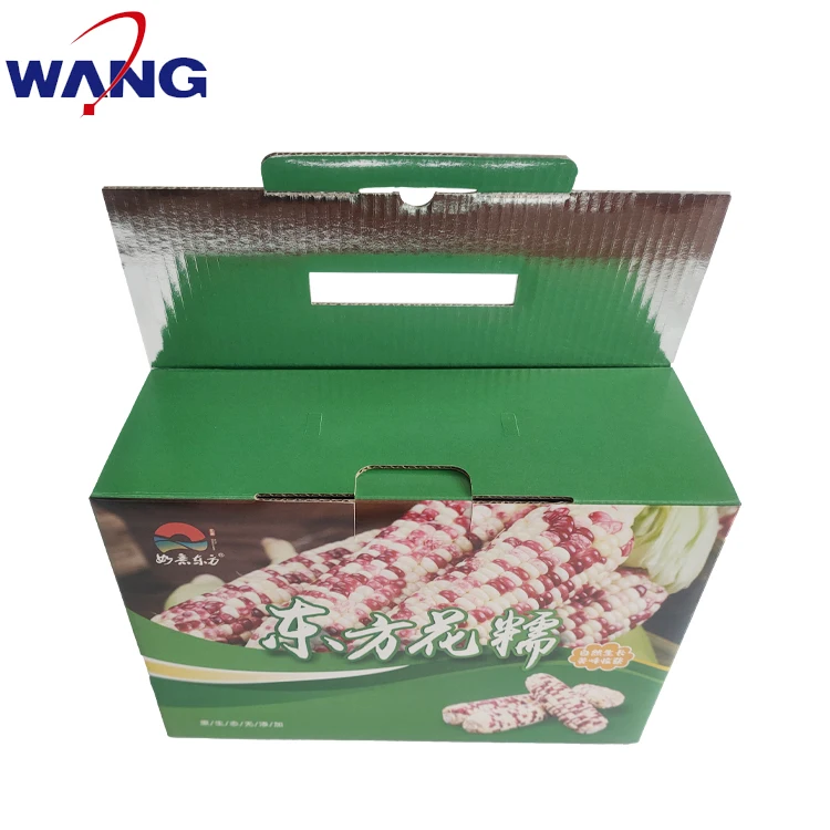 recycled portable food packaging gift box with handle al film insulated box corrugated carton