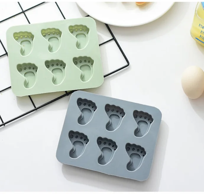 BPA Free Eco-friendly Non-stick 6 Cavities Baby Footprint Cake Baking Mold Moldes De Silicona Para Reposteria