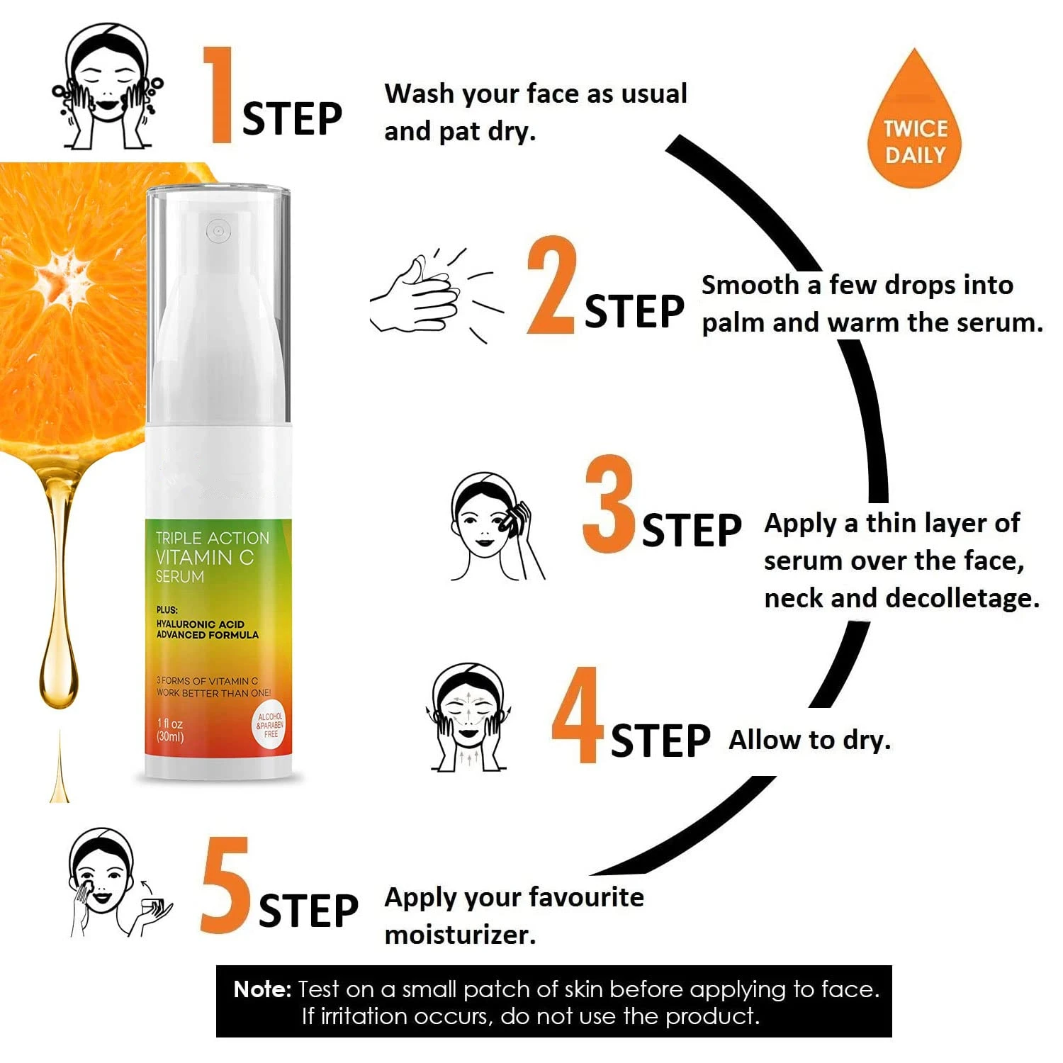 Private Label Vitamin C Face Serum | Dark Spot Corrector with Hyaluronic Acid | Triple Action Face Moisturizer