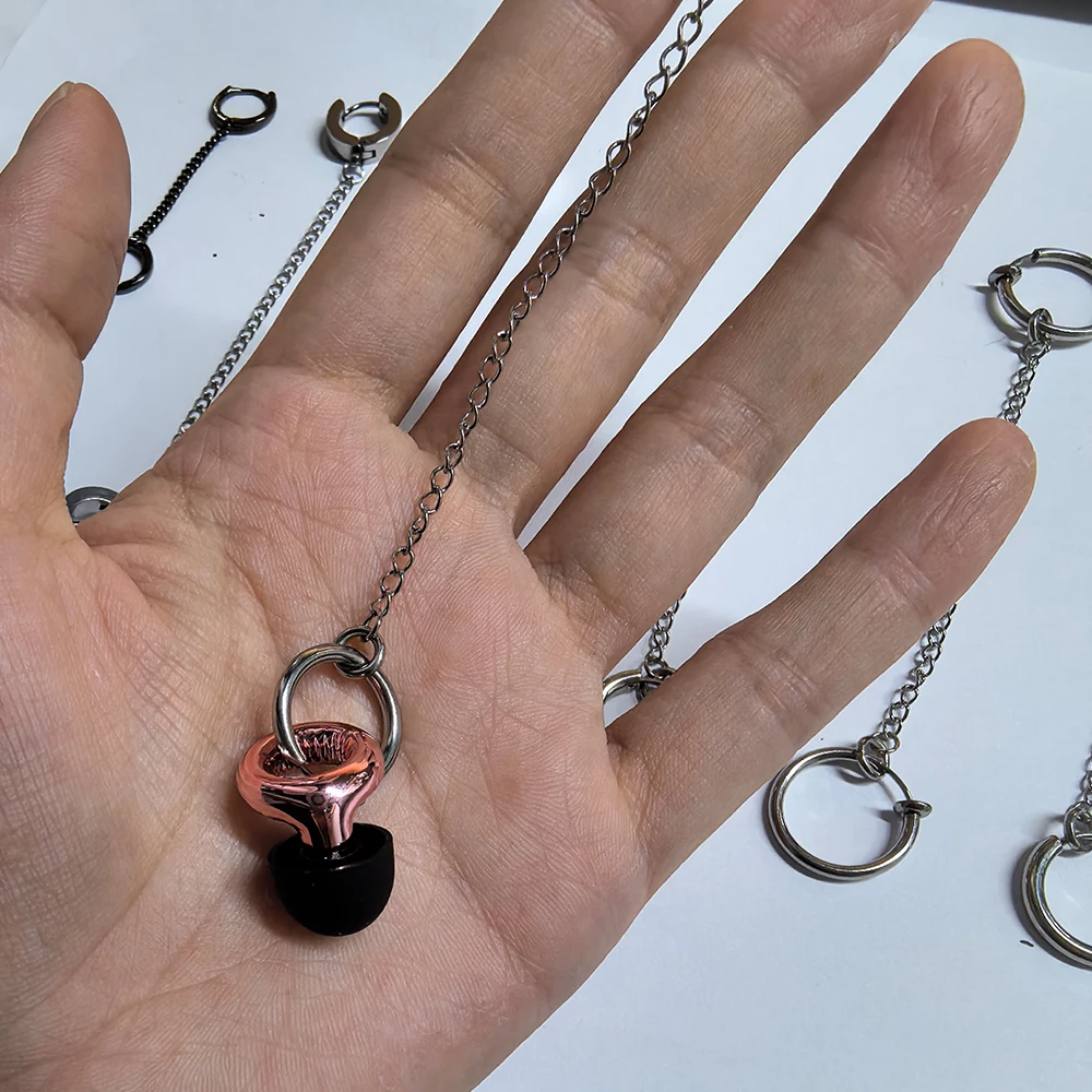 Earplug Earrings, Earplug Chain, Earplug Holder, Chain Earrings, Double Piercing Earrings