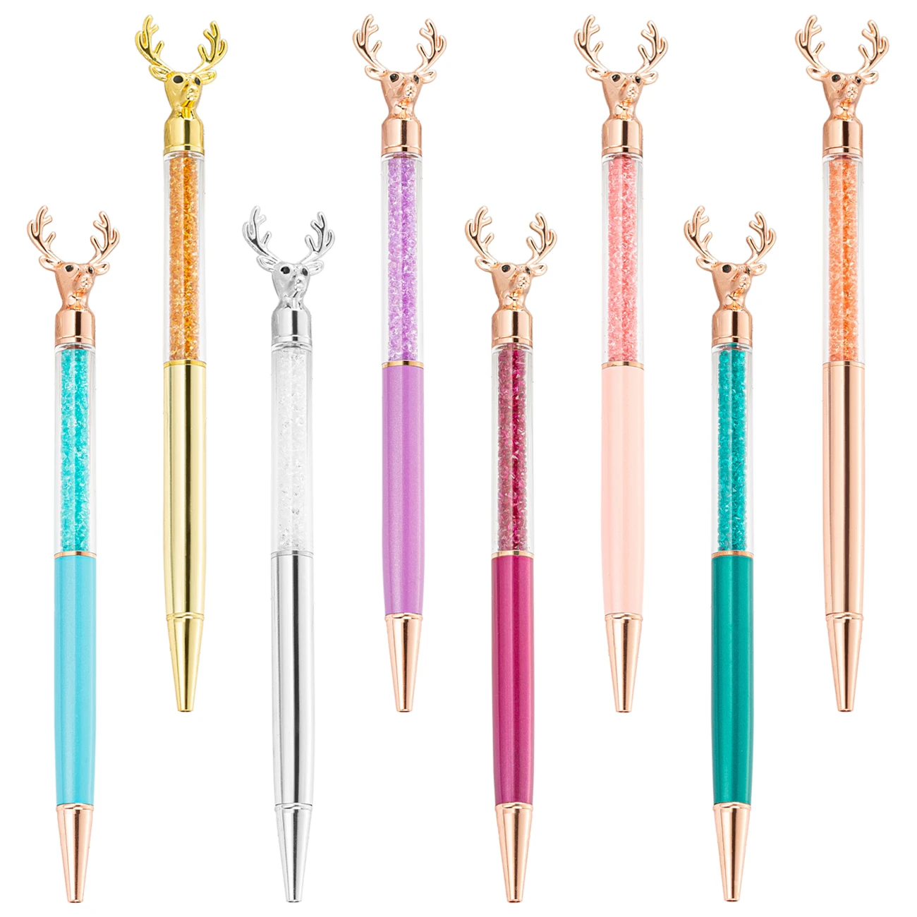 Wholesale  Beautiful Metal Gift ball Pen Reindeer Deer Head Pen Custom Logo Crystal ballpoint Pen