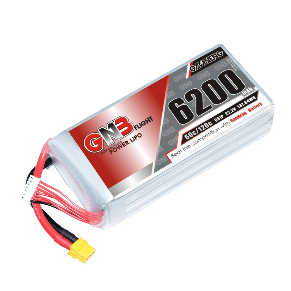 GNB GAONENG 6200mAh 6S 22.2V 60C 120C XT60 RC LiPo battery Air Plane Drone High Discharge C rating Performance Helicopter