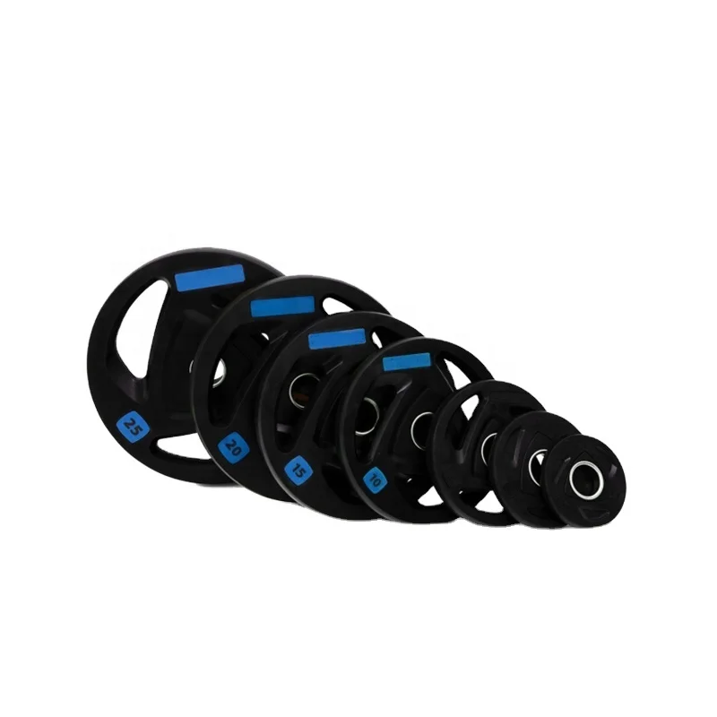 Custom Logo Tri Grip Weight Plates Rubber Gym Plates 25KG Cast Iron Bumper Plates For Barbell Weight Discs
