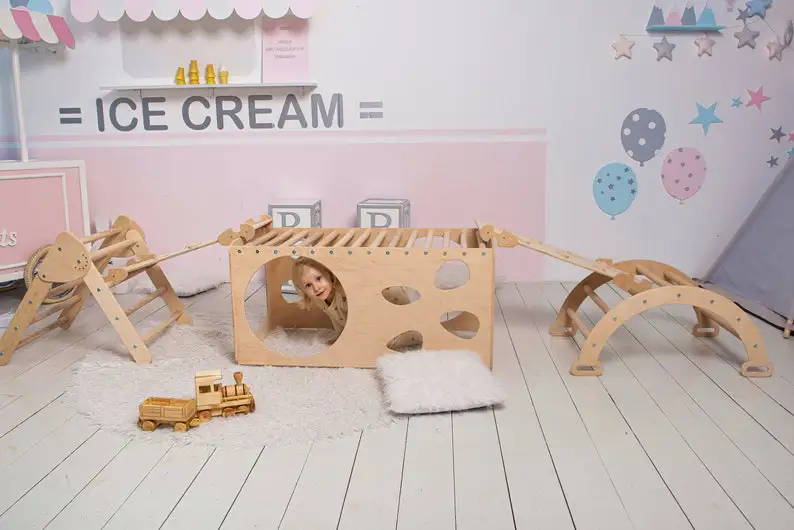 Best 5in1 Montessori Indoor Climbers Set Kletterbogen Climbing Triangle Climbing Frame Climb Arch Arch Pillow Gift Toddlers