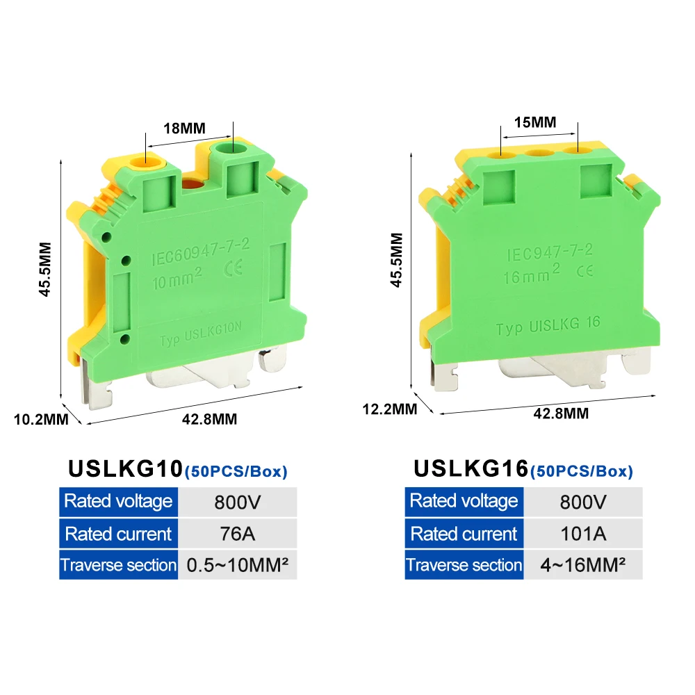 USLKG-2.5 Yellow Green Wire terminal Any combination of terminal block DIN rail ground terminal