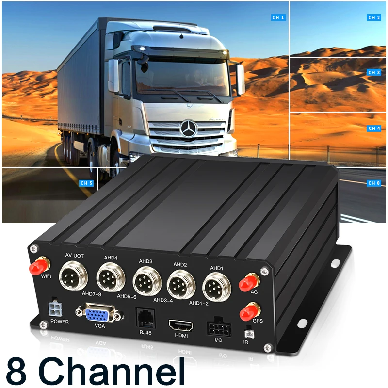 8-канальный 4G WiFi GPS 7-дюймовый мобильный видеорегистратор с системой безопасности 1080P IP67