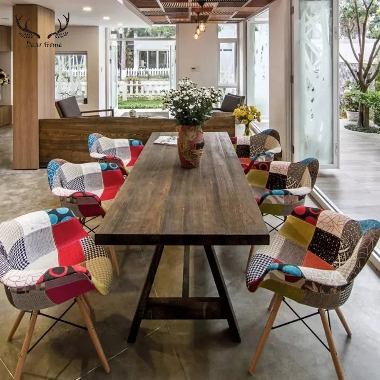 Retro style office table customizable solid wood desk large working table farmhouse wooden furniture dining table