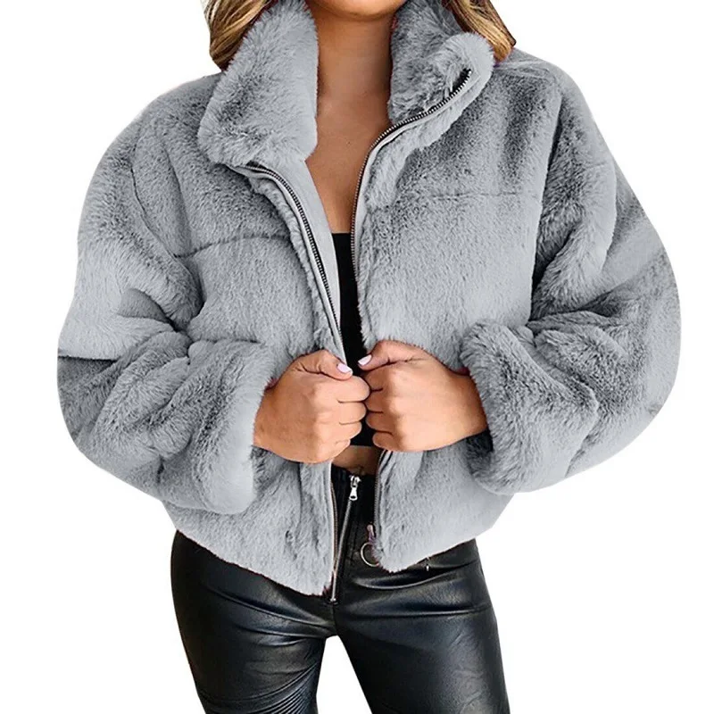 Spring Autumn Winter Plus Size Plush Jacket Coat Women Soft Faux Fur Coats Fashion Short Thick Coats for Ladies