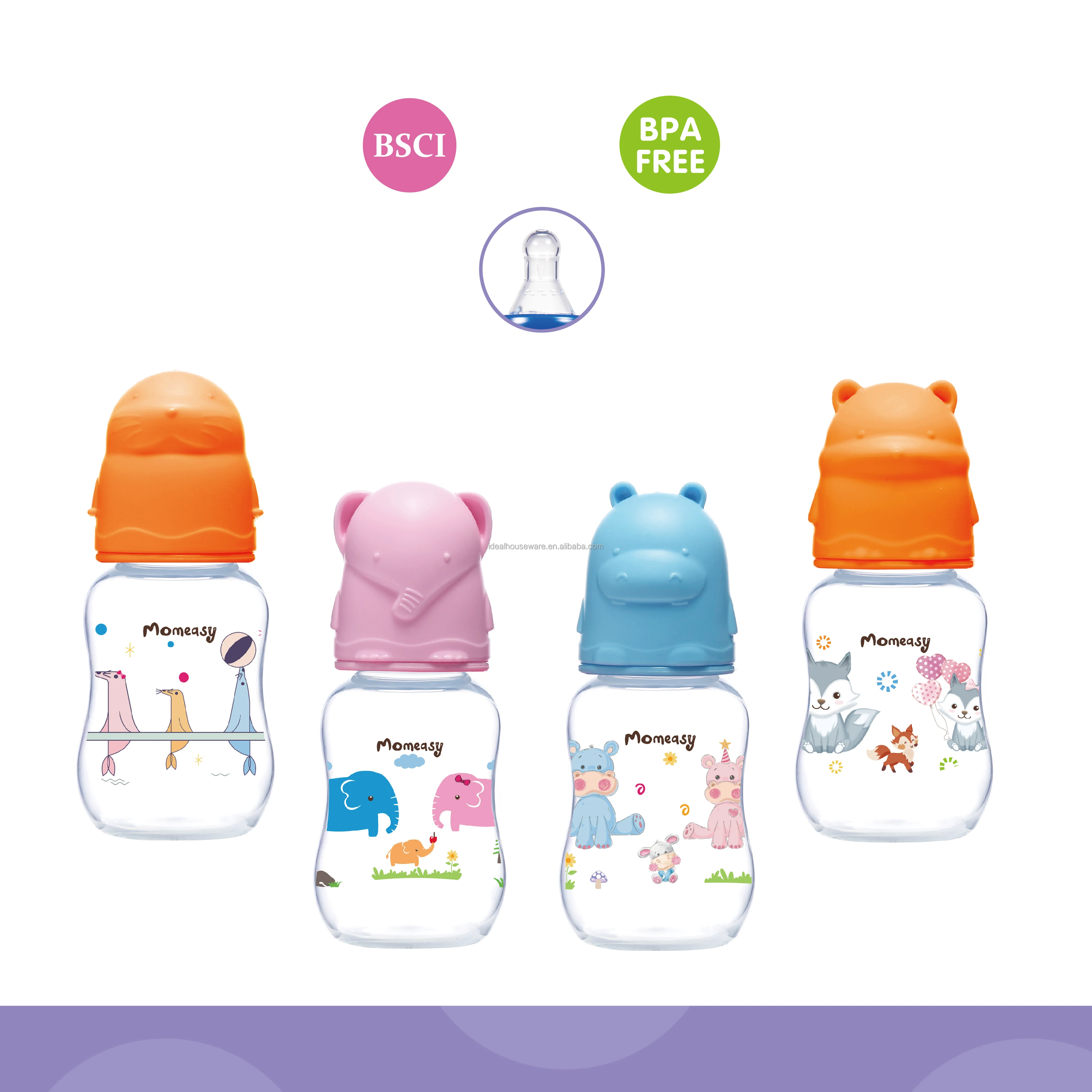 4oz PP Standard-Neck Baby Feeding Bottle With Double Handle