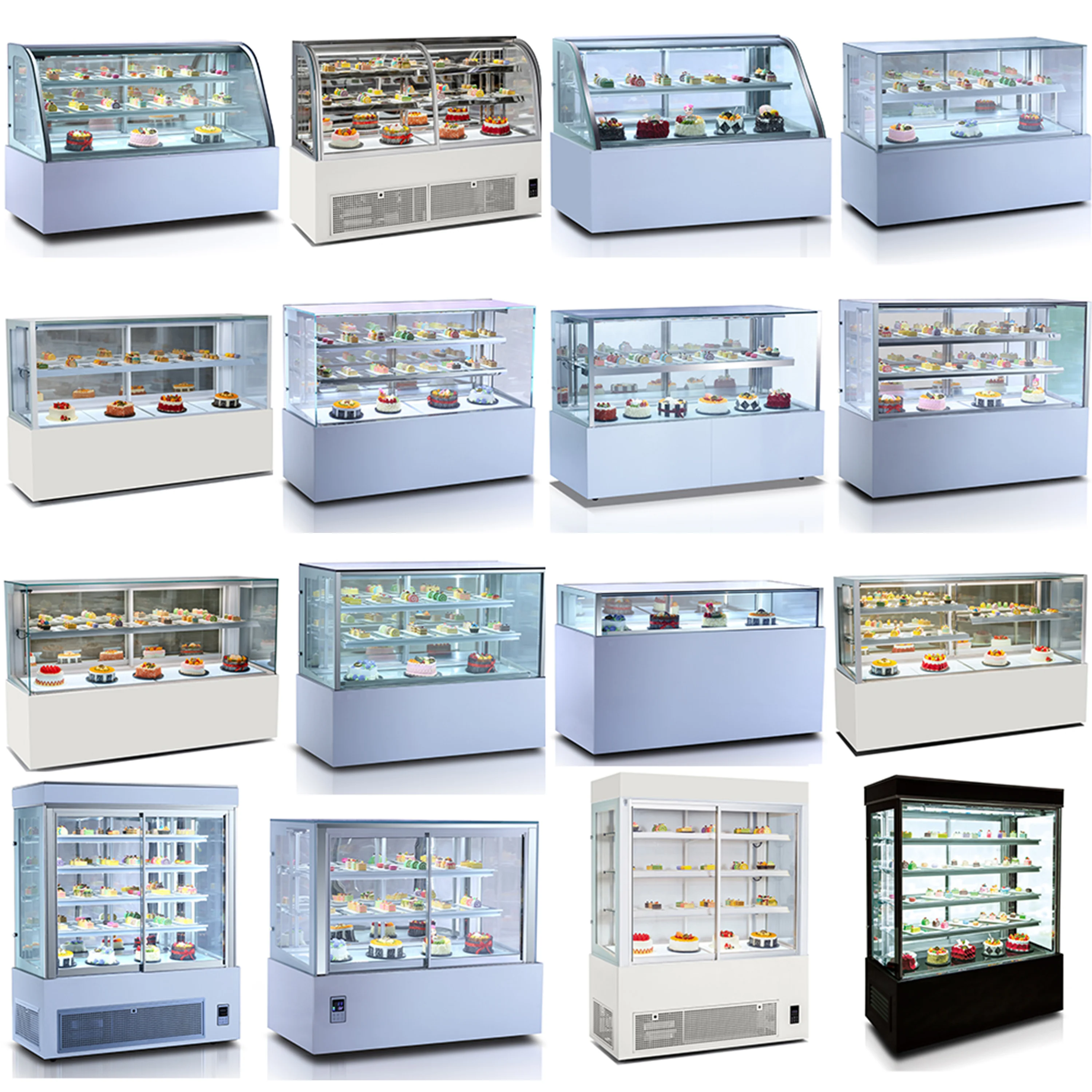 Arriart Refrigeration Equipment Bakery Showcase Curved Glass Cake Display Showcase Commercial Display Refrigeration