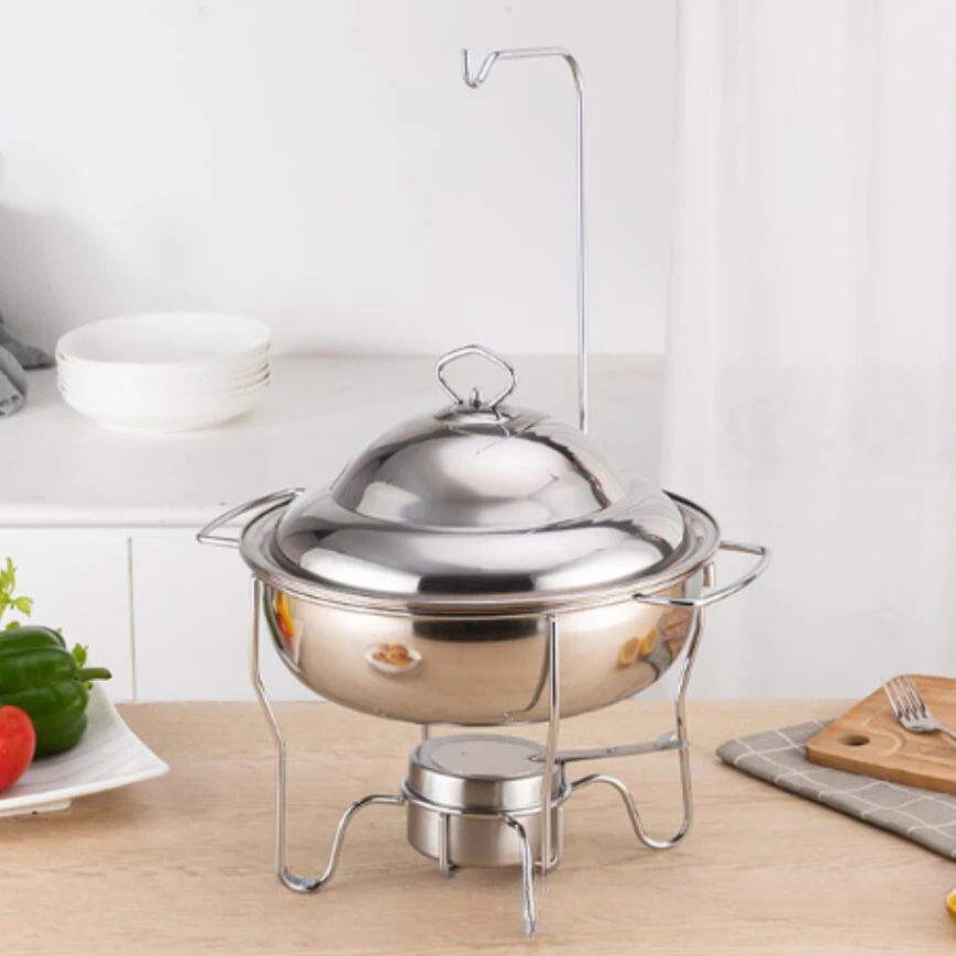 FTS food warmer restaurant catering equipment stainless steel buffet round with hanging lid silver china supplier chafing dish