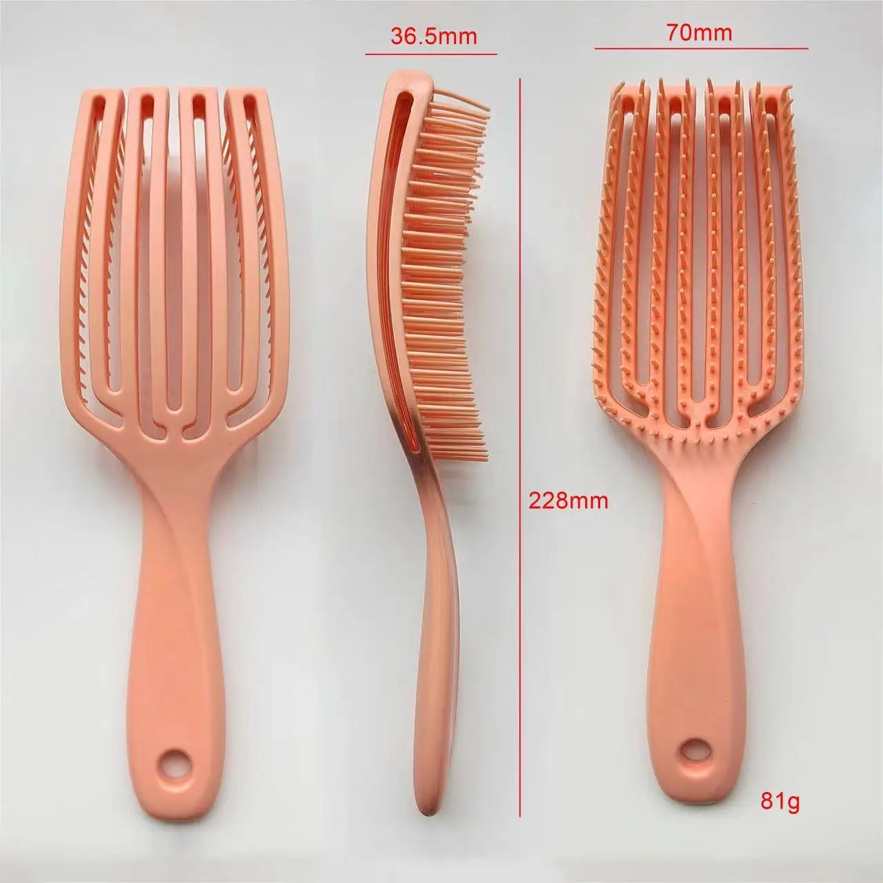 High Quality Women Plastic Salon Hair Care Brush Beige Pink Black Matte Soft Touch Detangling Hair Brushes