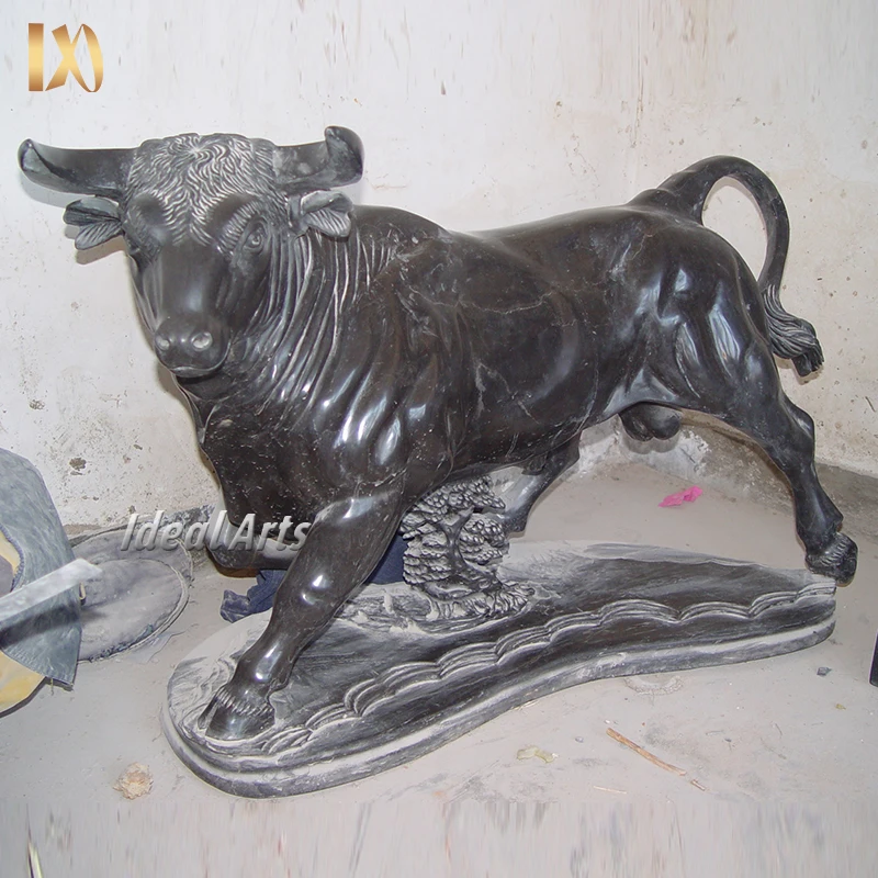 Custom Outdoor Garden Hand Carved Marble Cattle Animals Sculpture