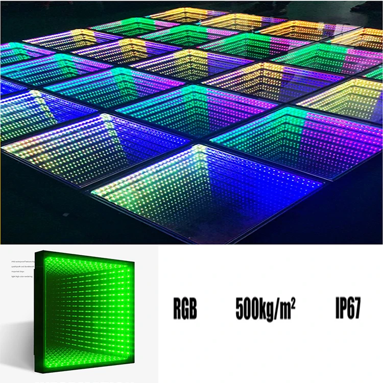 Spark RGB Led 3D Mirror Portable Interactive Party Wedding Dance Floor