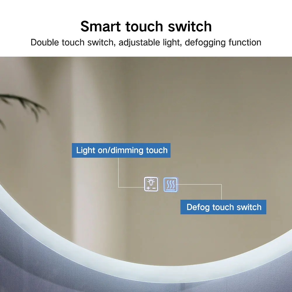 Smart Anti-fog Vanity Led Mirror Touch Screen watch with lights for hotel/home bathroom