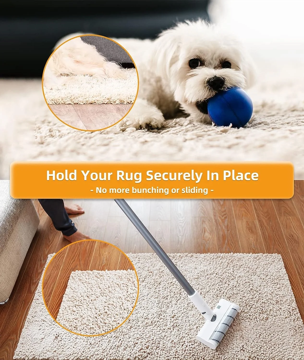 Double Sided Reusable Under Rug Carpet Tape Stickers Rug Anti Slip Grips for Area Rugs