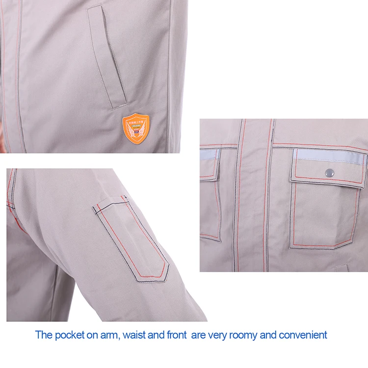 Wholesale 100 Cotton Long sleeve Anti Static Fire Resistant Construction Workwear Coverall  Worker Jacket