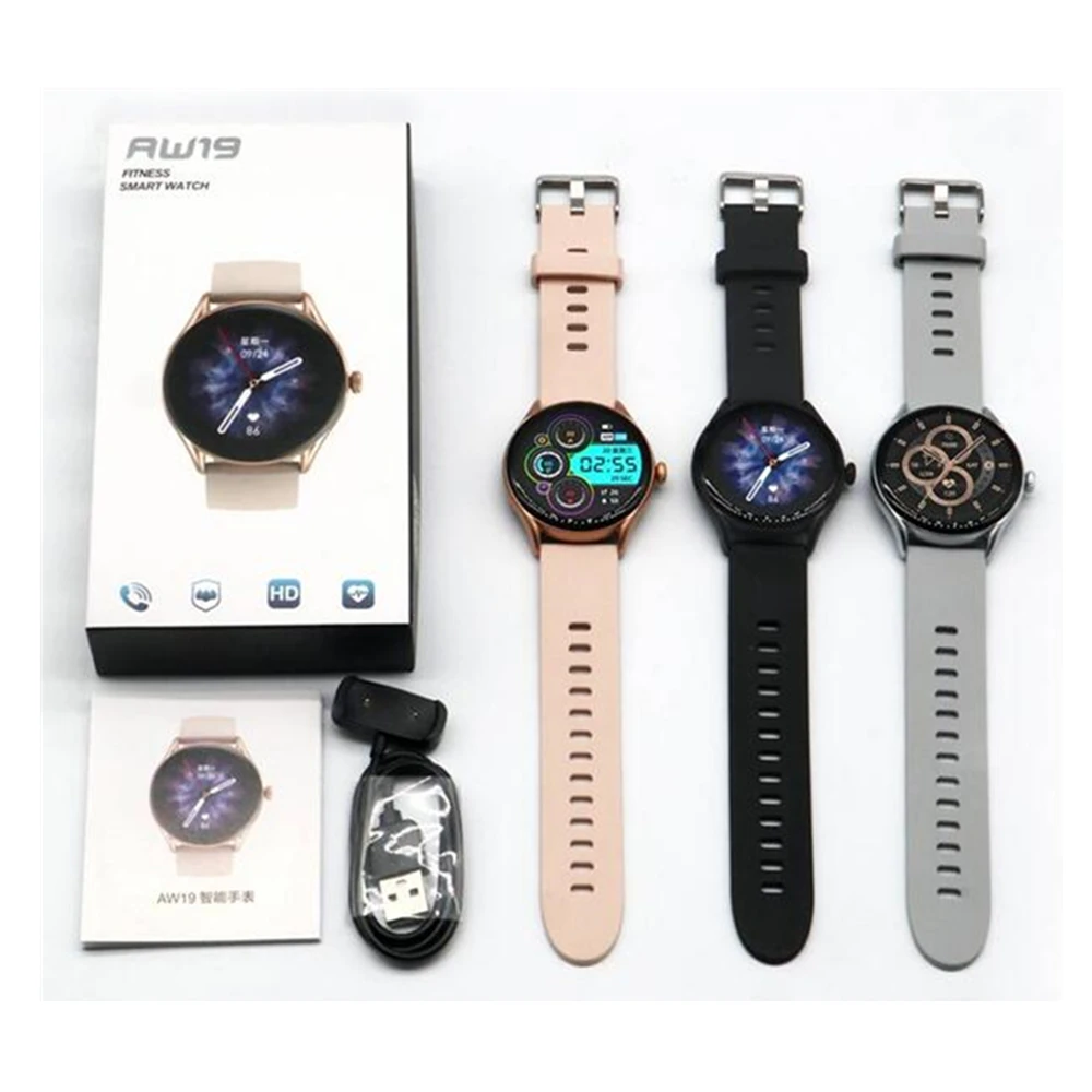 AW19 Blood Pressure Smart Watches BT Call Women Men Sport Smartwatch With Heart Rate Monitor IP68 Waterproof Wearable Devices