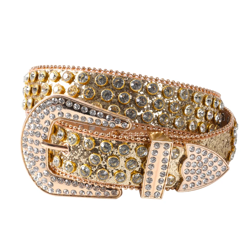 Ремень со стразами Женский, дизайнерский блестящий кожаный пояс с пряжкой со стразами