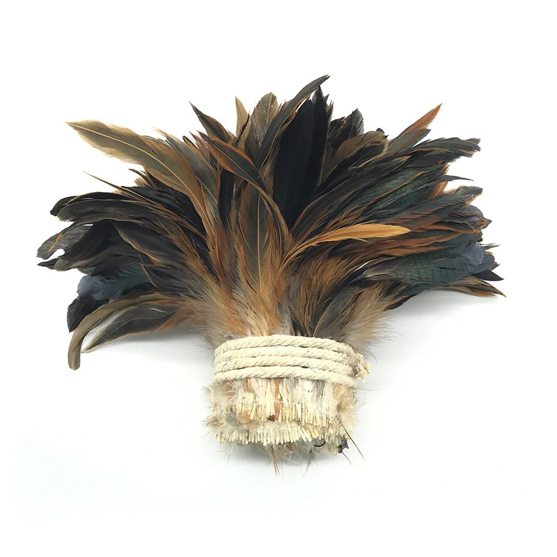 8-10 inch Natural Brown Half Bronze Coque Tail Strung Wholesale Feathers Costume