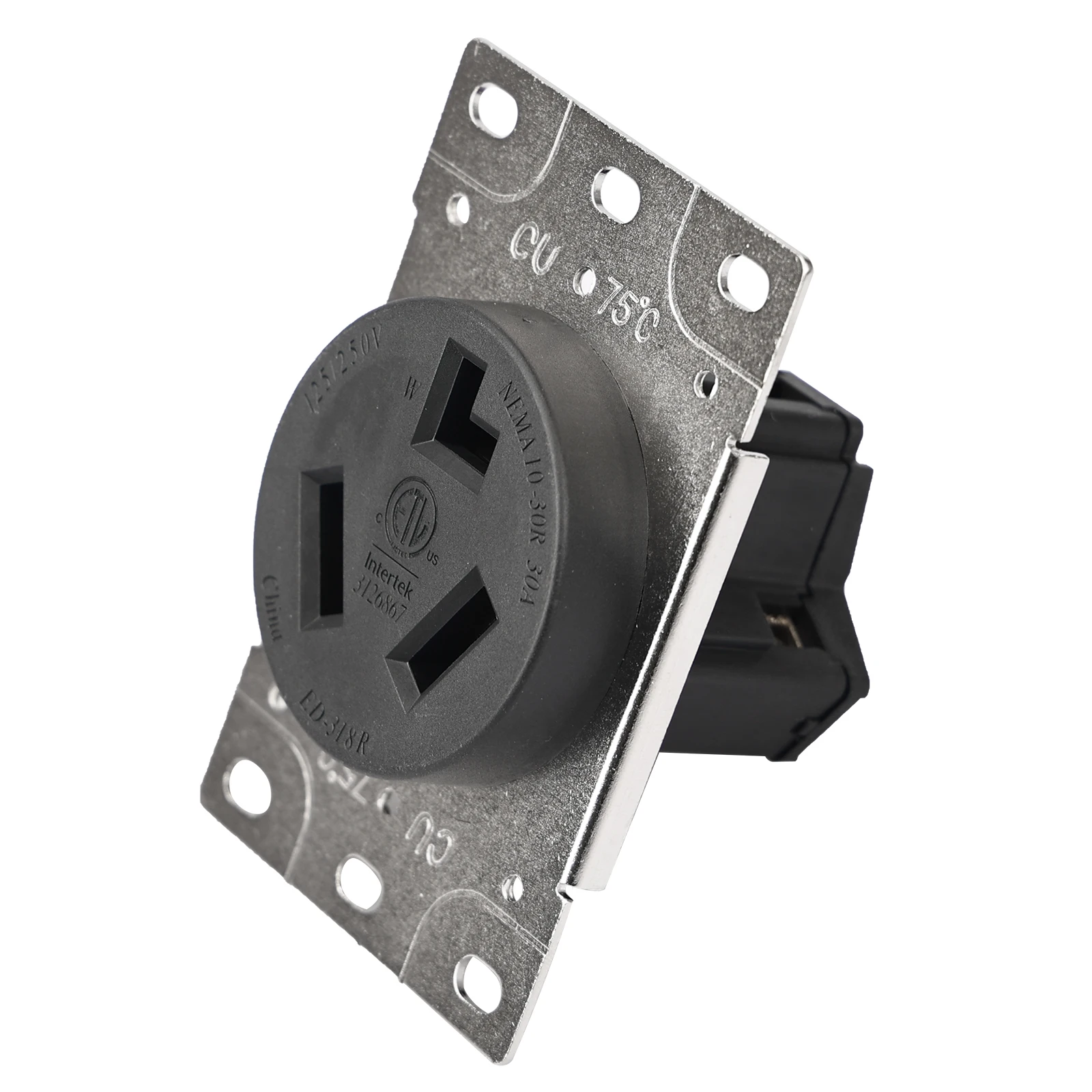 CAMPING&HOME Flush Mounting Receptacle 10-30R 30A 125/250V 3Pole 3Wire No Grounding Straight Blade Outlet for Electric Dryers