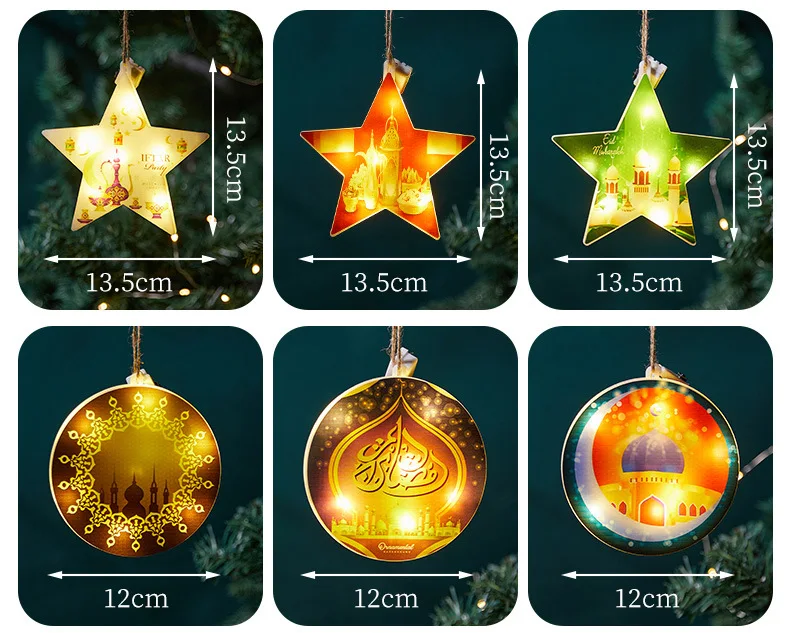 2023 New Middle East Castle Eid Mubarak Light Muslim Decoration Hollow Mosque Eid Mubarak Fairy Led String Ramadan Light