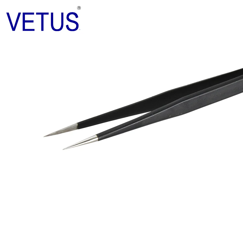 140mm Black ESD Plastic Antistatic Stainless Steel Tweezers /Vetus esd tweezers for workshop/Professional Repair Tool Tweezers
