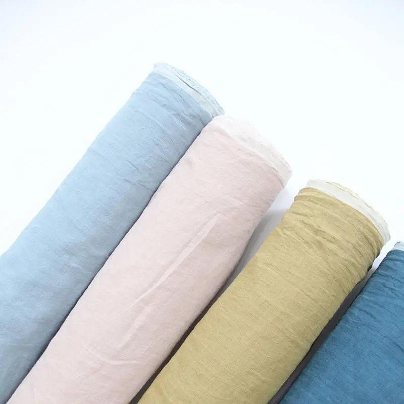 Stone washed Linen gauze fabrics with soft hand feel