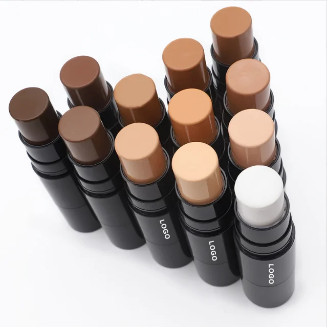 Private Label Smooth Foundation Stick 17 Natural Colors Custom Logo Highlighter Contour Concealer Powder Pressed Stick Makeup