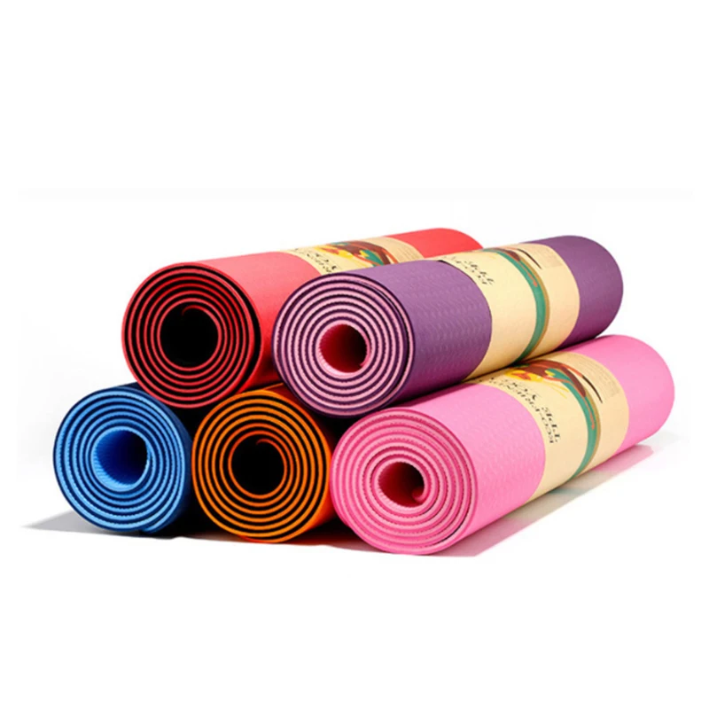 New Manufacture Pilates Custom Logo 6mm High Quality Organic Eco Friendly Recycle Durable Double Color TPE Yoga Mat