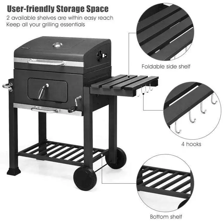 Hot Selling Trolley BBQ Grill Outdoor Charcoal BBQ Table Movable Barbecue Grill