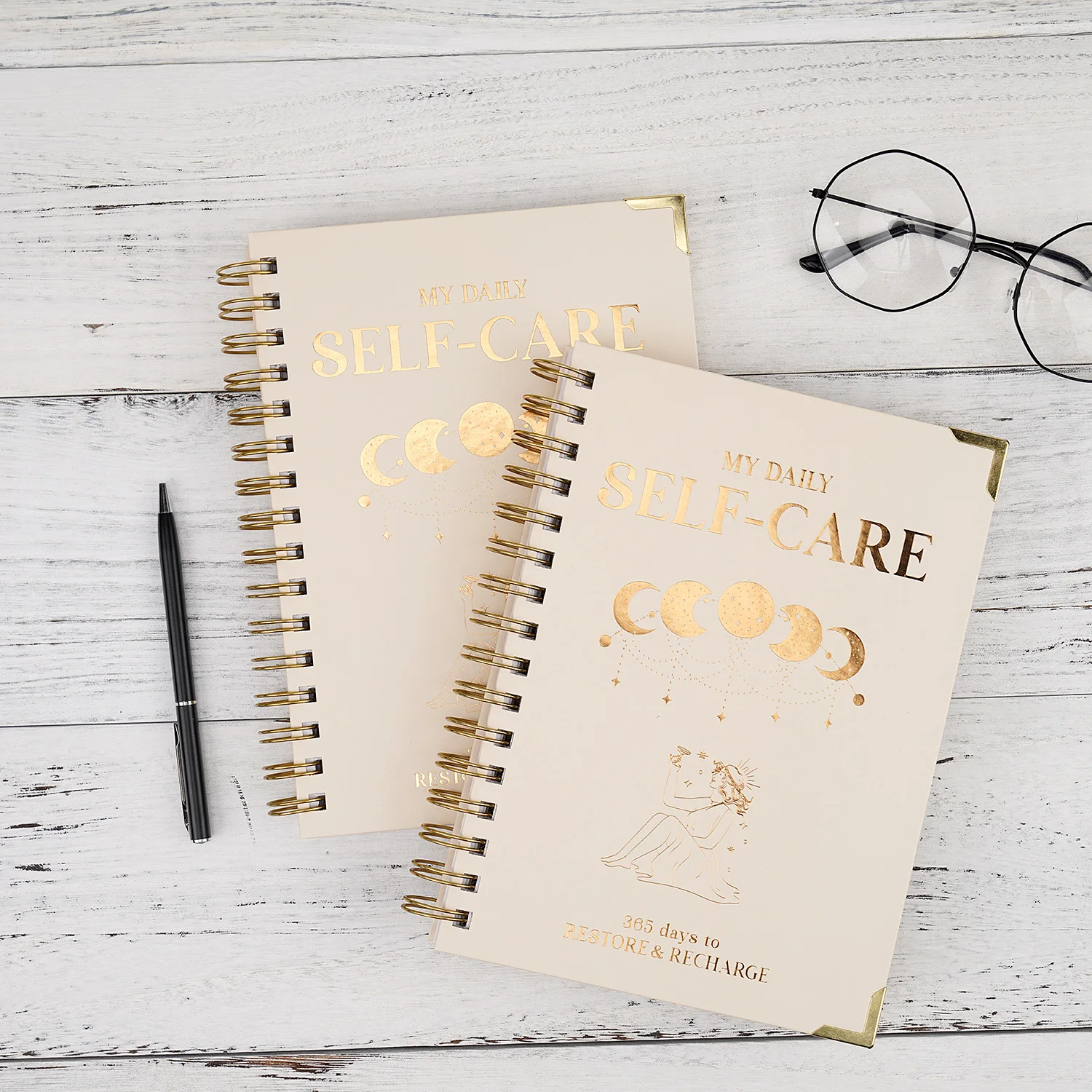 2024 planner stationery set Custom Positive Motivational Wellness Self Care Notebook Set Meal Planner Custom Journal Notebook