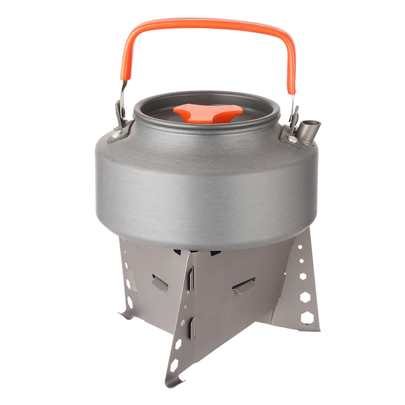 Portable Lightweight Titanium Solid Alcohol Stove Set for Outdoor Camping Hiking Windshield Fuel Burning Cooker Stand Stand Pot