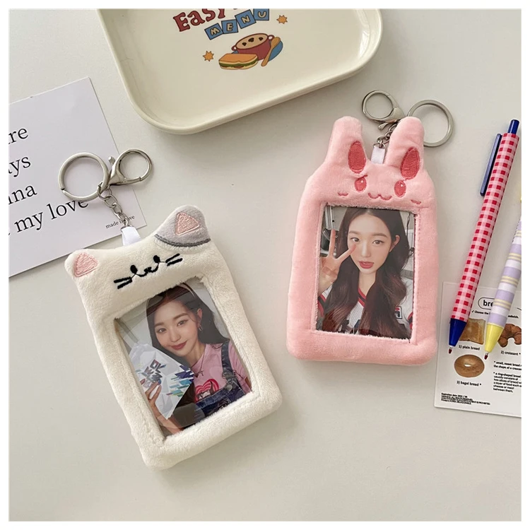 New Fashion Custom Pvc Card Cover Case Kpop Photocard Holder Keychain Stars Photo Collect Card Holders