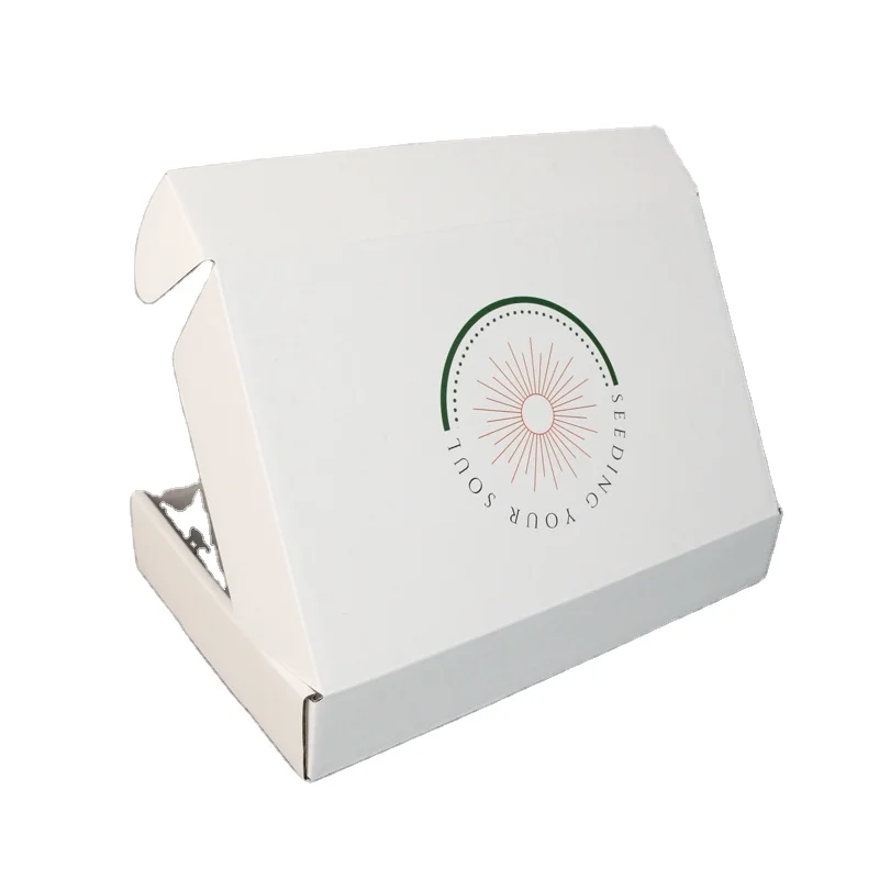 E - commerce custom printed logo self - sealed recycled white shipping box flute corrugated shipping carton