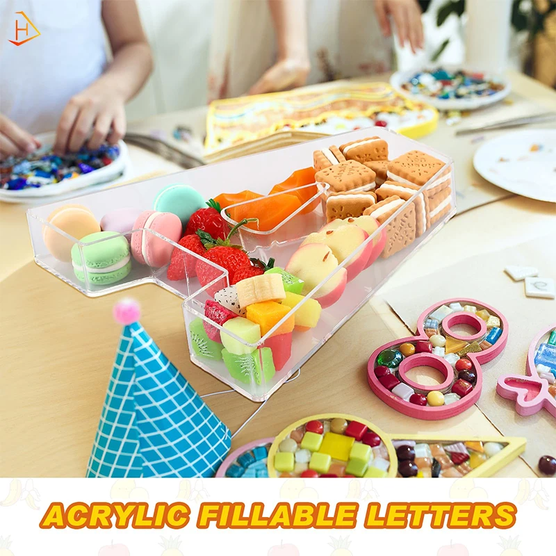 Custom Letter A-Shaped Clear Acrylic Candy Chocolate Biscuit Tray Fruit Bowl Wedding Party