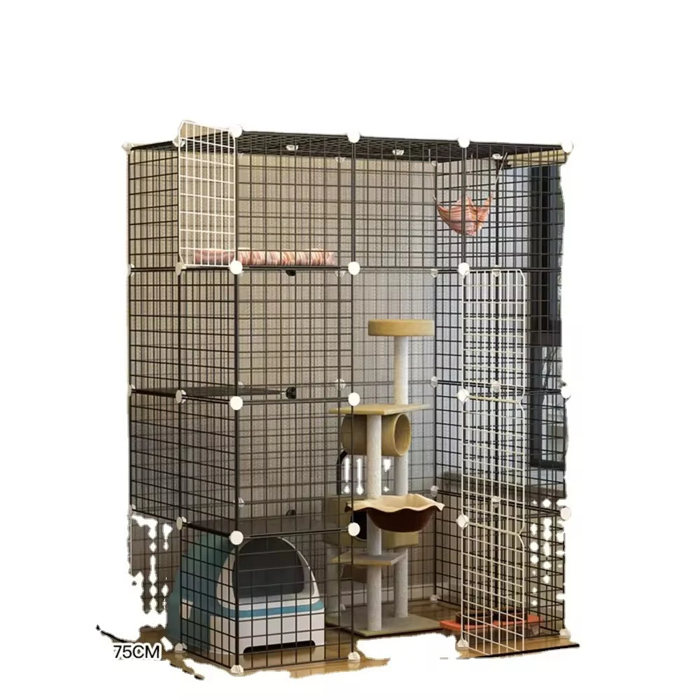 Joysing Indoor Animal Playing Living House Folding Wire Metal Pet Cage Large Cat Cage