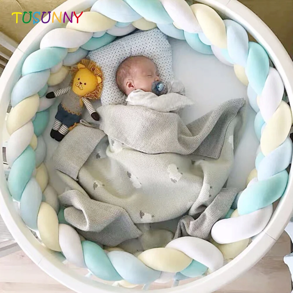 4 Strands Baby Bed Cot Crib Braided Bumpers Cot Bumper