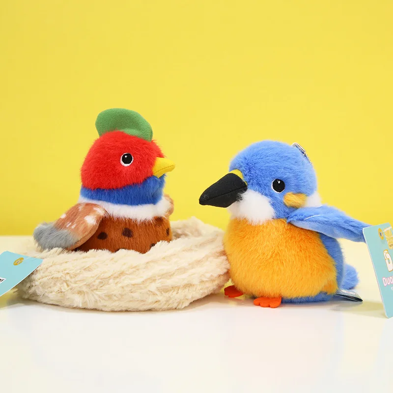 Nest Sparrow Simulation Plush Birds Cute Kingfisher Plush Keychains Parrot Soft Toys for Bag Pendant Kids Gift
