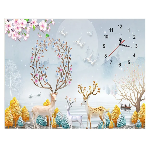 5d diamond painting full living room paste diamond cross stitch small fortune clocks watch diamond painting wall art