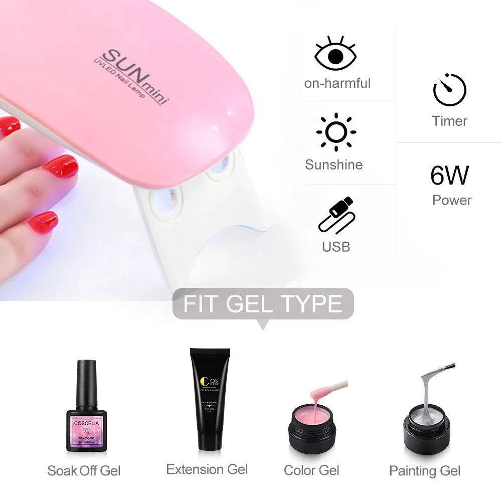 High Quality Easy To Carry Rechargeable Uv Led Nail Lamp Portable Nail Polish Dryer Smart Sensor Poly gel Nail Kit With Uv Lamp